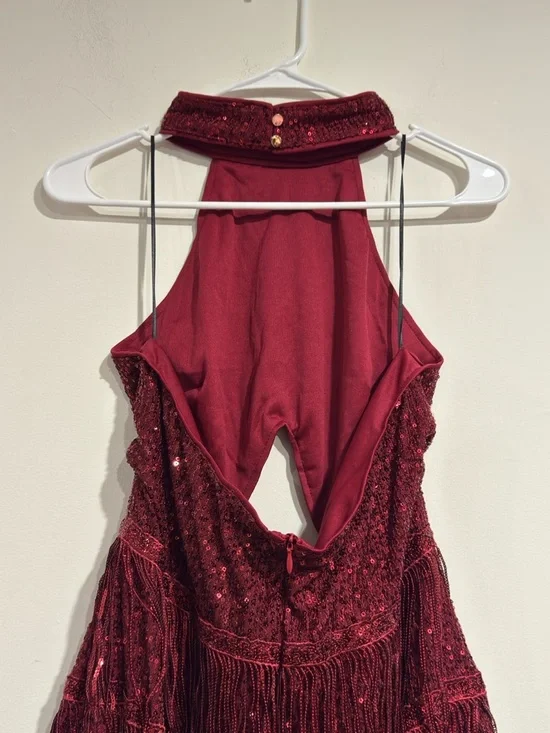 New Women's Sexy halter Sleeveless Bead Fringe Sequin Exposed Navel Dress (XL) - Picture 15 of 16